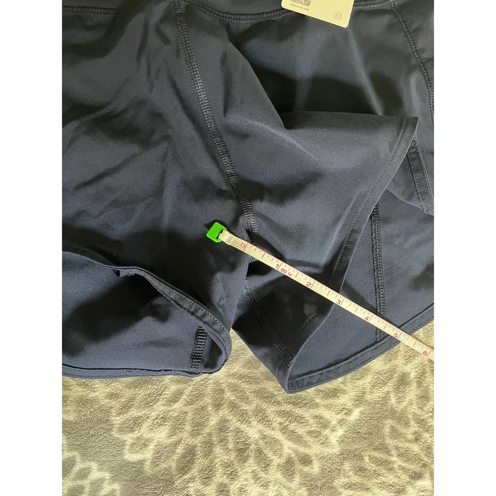 Quince Running Shorts XS Navy Blue High Rise‎ Built-in Liner Zipper Pocket NWT